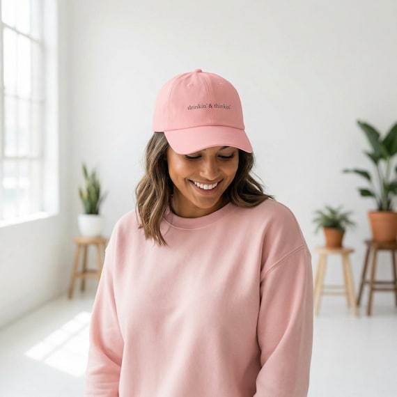 Drinkin' & Thinkin' Dad Hat, Embroidered Cotton Baseball Cap