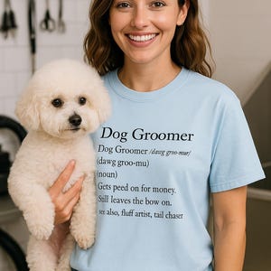 Shirt grappige hondentrimmer: comfortkleuren cadeau: donskunstenaar