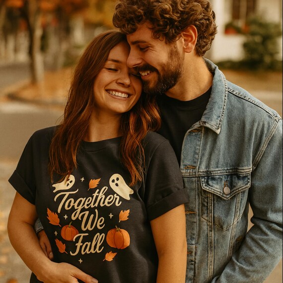 Together We Fall Halloween Shirt  Cute Ghost Pumpkin Fall T-Shirt  Bella + Canvas Unisex Tee  Autumn Friendsgiving Outfit