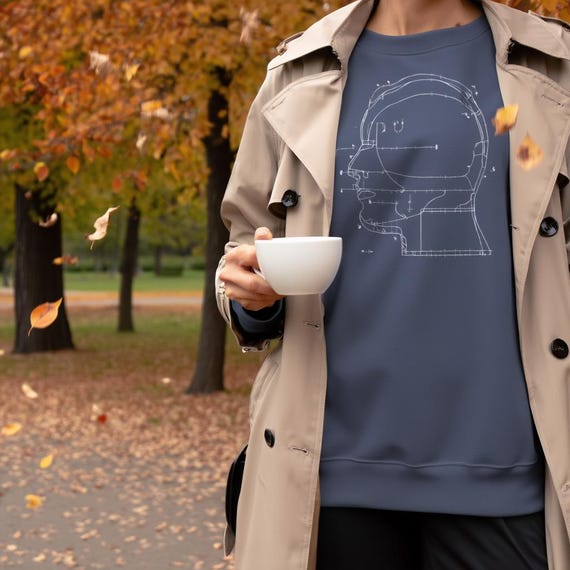 Blueprint Head Diagram Sweatshirt • Minimal Techwear Graphic”