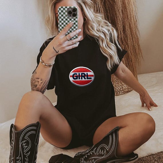 Girl Vintage Tee Girl Statement Shirt Retro Girl Top   Birthday Gift Just a Girl gift Valentine Tshirt Girl statement 70s Tee feminine shirt