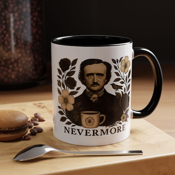 Gothic Coffee Mug: Edgar Allan Poe Literary Gift, Spooky Halloween Decor
