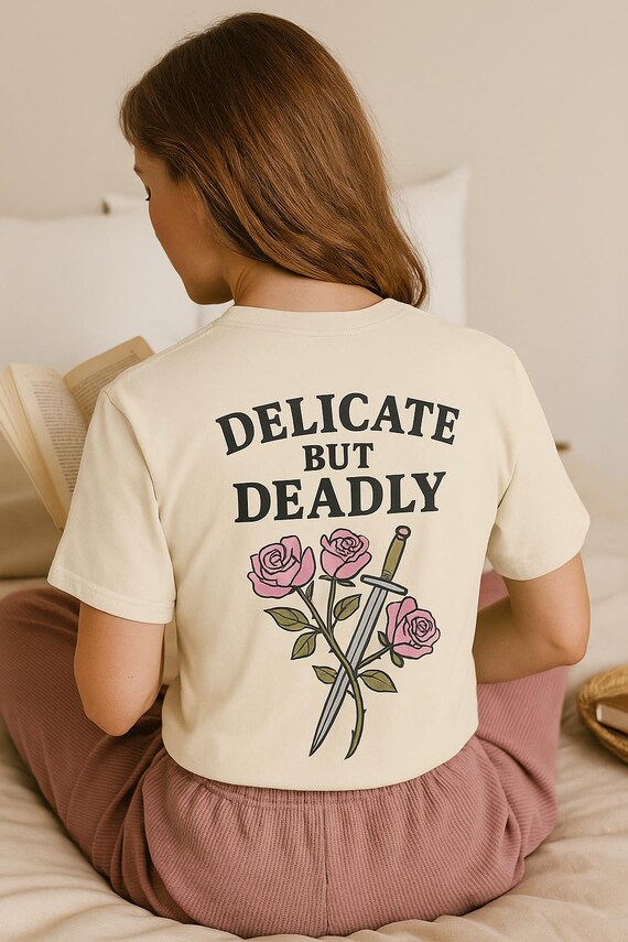 Floral Sword Graphic T-Shirt: Delicate But Deadly Empowerment Tee