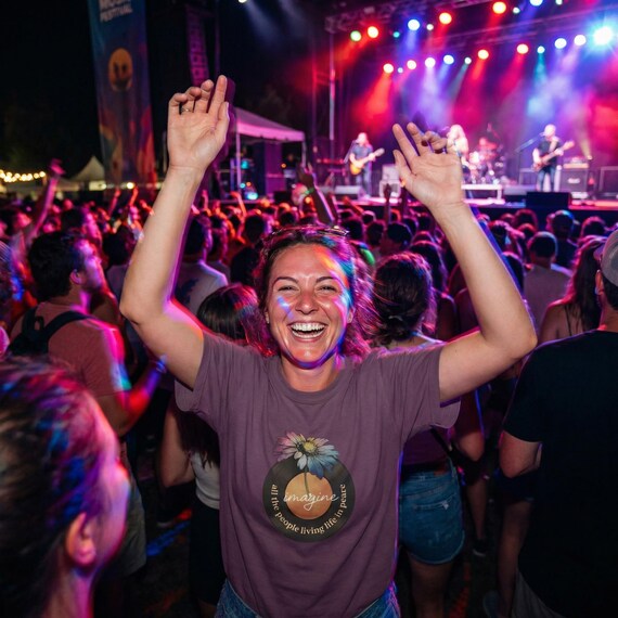 Imagine Peace Vinyl Record Flower Tee, Comfort Colors Shirt