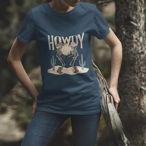 Western Skeleton Shirt Cowboy Graphic Tee Country Concert tee Gothic Western Gift Desert Rodeo Party Howdy Skeleton Desert Comfort Colors