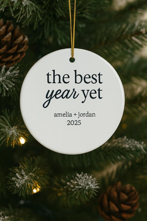 Personalized Ceramic Couple Ornament: Anniversary Keepsake