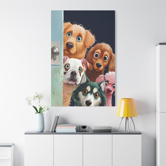 Funny Dogs Canvas Print – Playful Puppy Wall Art for Kids