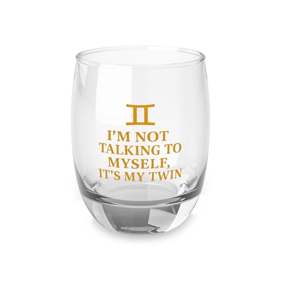 Zodiac Wine Glass   Funny Astrology Gemini Whiskey Cup