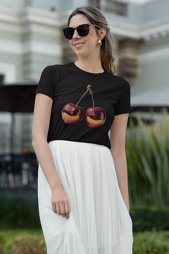 Cherry Bomb Retro Style Two Cherries T-Shirt Cherry T-Shirt Pin Up Clothing  Gift for Her Rockabilly Vintage Style  Valentine Gift Indie Tee