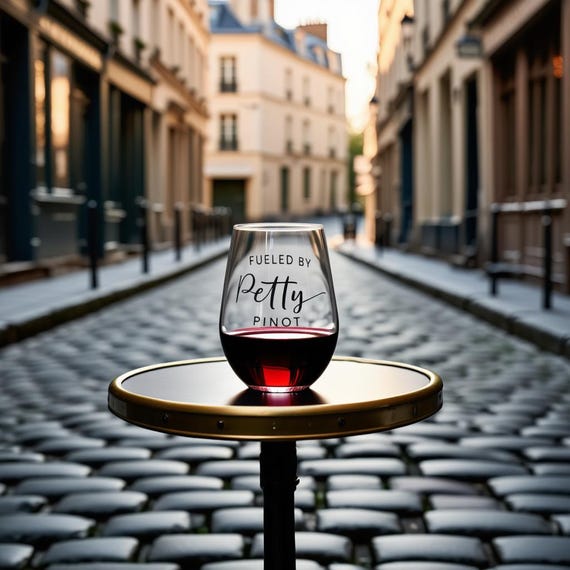 Funny Wine Glass  Fueled by Petty  Pinot  Snarky Stemless  Wine Lover Gift  Holiday Humor