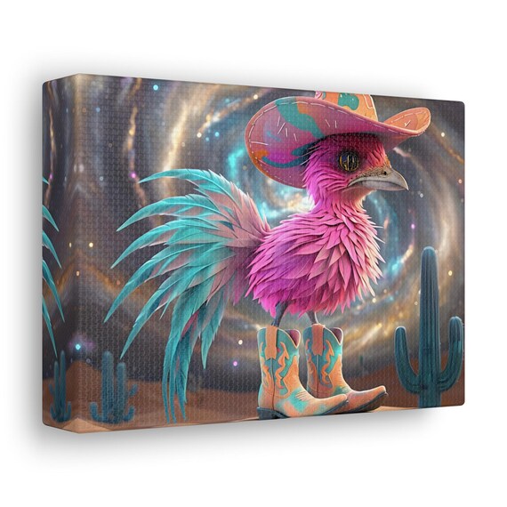 Whimsical 3D Roadrunner in a cosmic desert Canvas Gallery Wraps