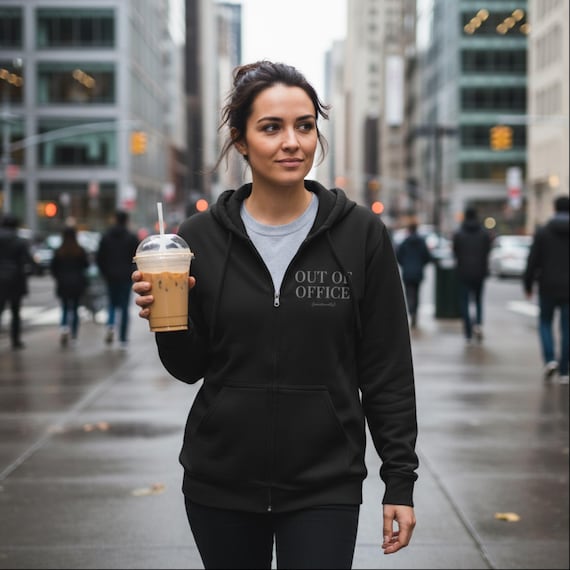 Out of Office Zip Hoodie: Funny Mental Health WFH Sweater
