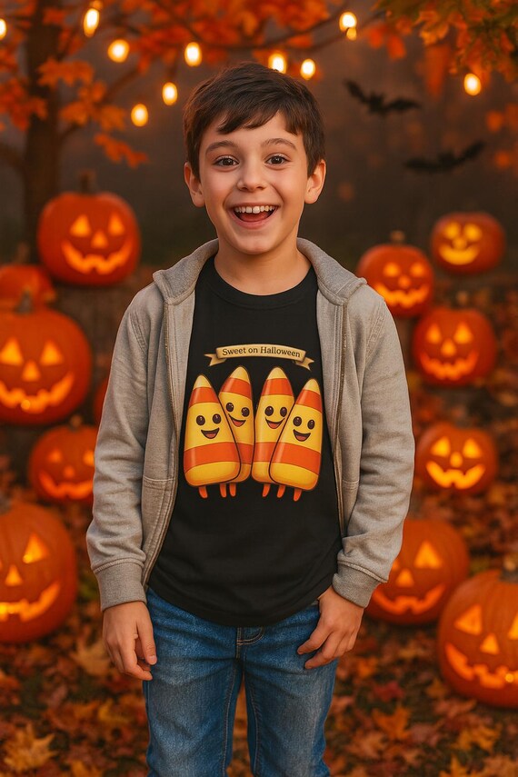 Kids Halloween Candy Corn Shirt: Spooky Holiday Graphic Tee