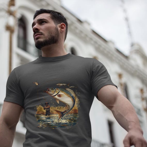 Fishing Shirt Fish Graphic Tee Gift for Dad Fishing Dad Gift Lake Life Shirt Fisherman Birthday Gift Fish Lover Cotton Top Father Present