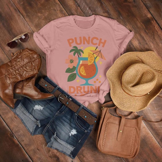 Punch Drunk Love Comfort Colors Tee: Retro Cocktail Graphic Shirt