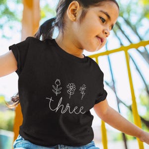Three-year-old Birthday shirt girl three third Birthday 3 Toddler Short Sleeve Tee counting to three flower birthday toddler