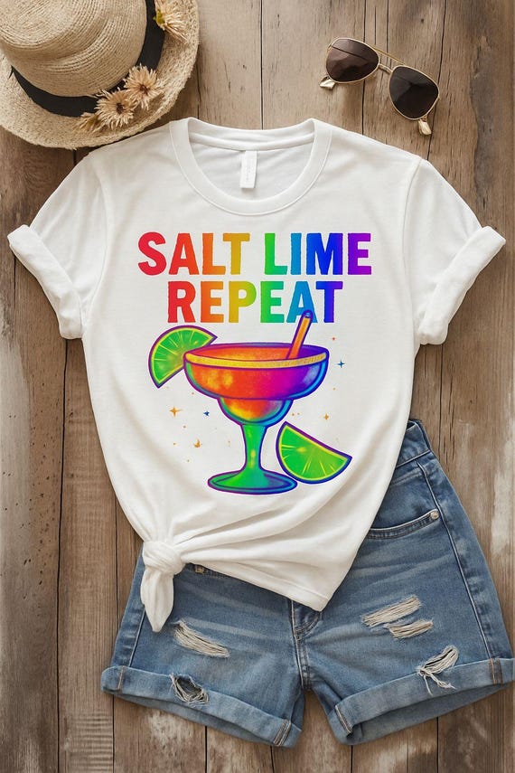 Salt Lime Repeat Margarita Shirt: Comfort Colors Fiesta Tee