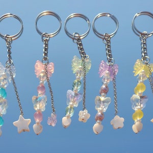 Kawaii Keychain. Pink, yellow, green, blue or purple. Keychain for all ages. Gift idea. Cute and cheap.