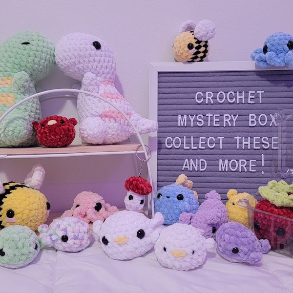 Crochet Mystery Box/Bag. Crochet plushies, stuffed toys, gift idea, cute, handmade, crochet.