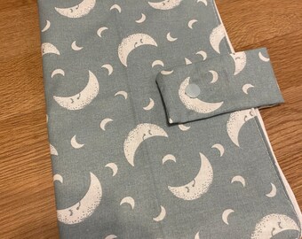 Slightly wonky) teal moon Nappy Wallet