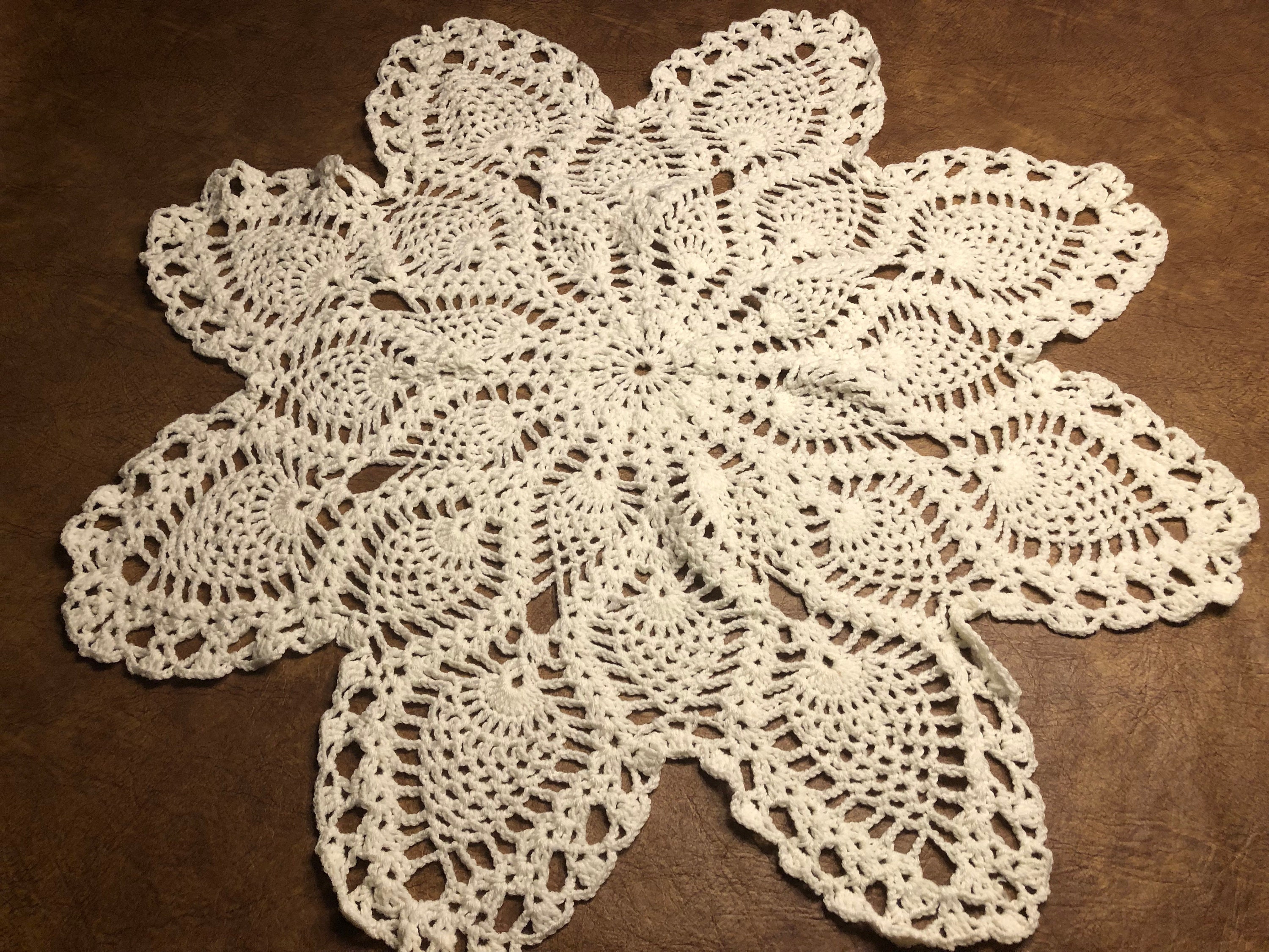 Handmade, Crotched White Doily / tree skirt - 39” wide