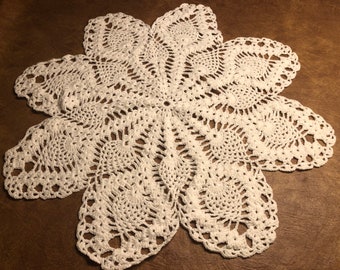 Handmade, Crotched White Doily / tree skirt - 36” wide