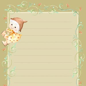 Papel de Carta digital "02" + lindo envelope| Download instantâneo |  aquarela | Menininha brincando | Diy | Kit Digital em aquarela