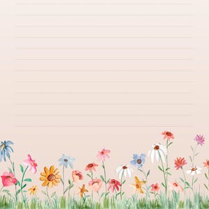 Papel de Carta digital aquarela floral | A4, A5, A6 com envelope + PNG sem fundo | Bloco de notas de flores