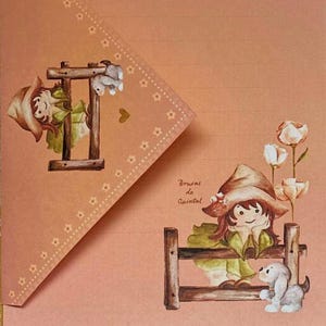 Papel de Carta digital para impressão "14" + envelope decorado | Download instantâneo | 13,5 x 18cm clipart Bruxa Fofa e pet em aquarela