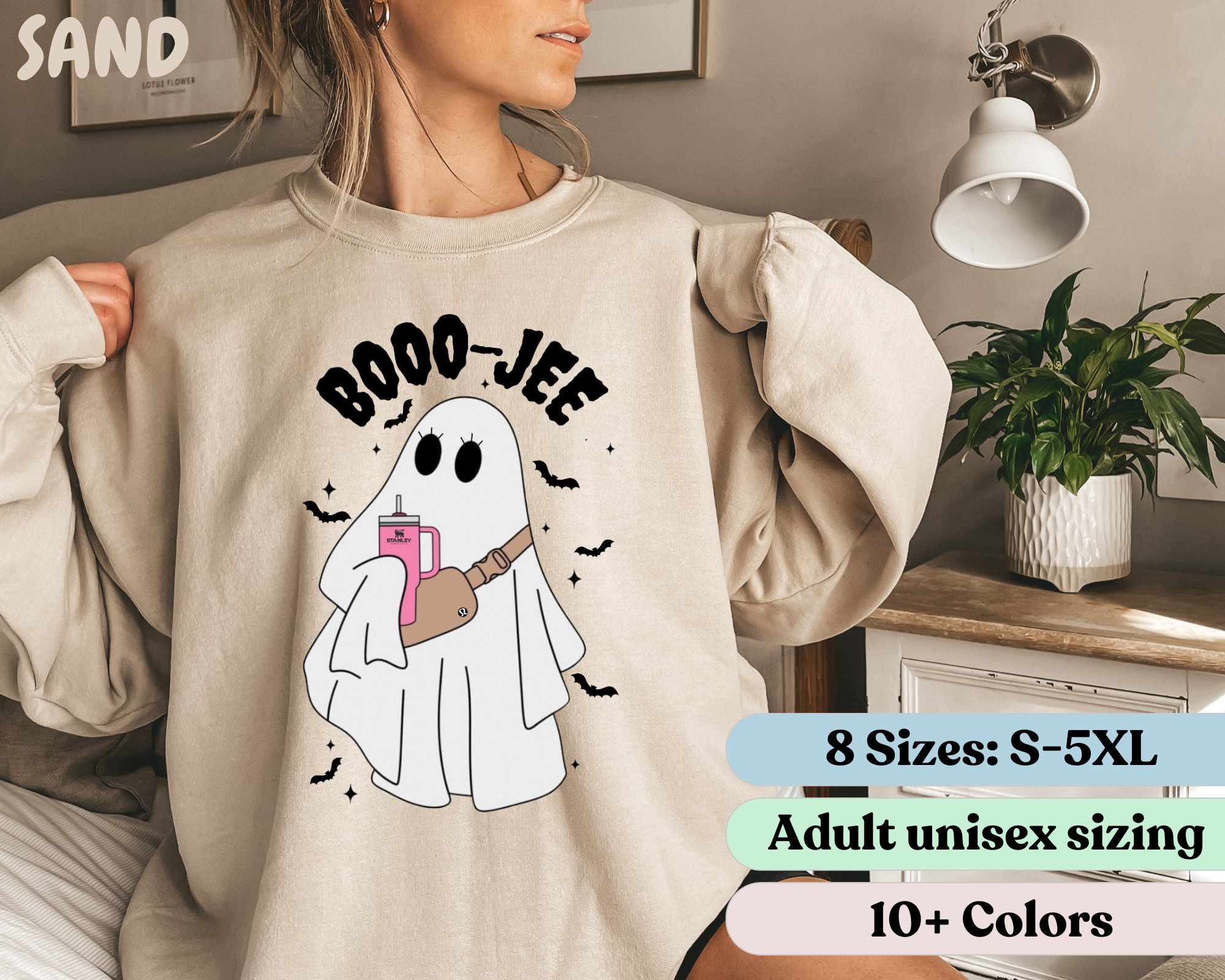 Boojee Ghost Sweatshirt Stanley Tumbler and Lulu Belt Bag 