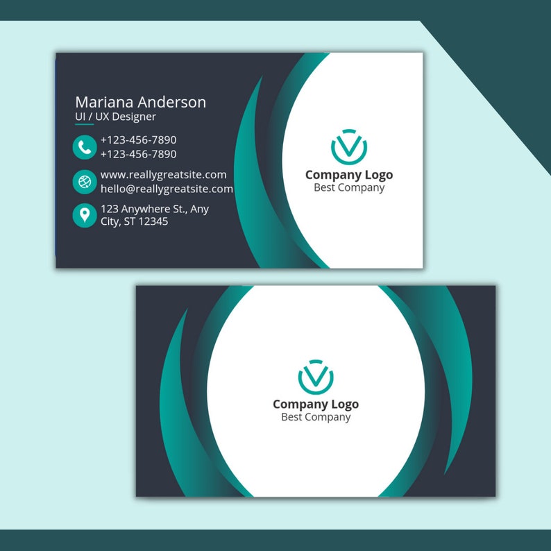 Business Card, Printable Business Card Template, Editable Template ...