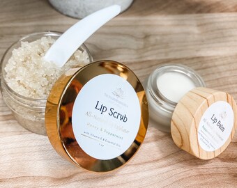 Lot de baumes à lèvres gommage pour les lèvres ~ gommage pour les lèvres au miel et au sucre 100 % naturel ~ baume pour les lèvres 100 % naturel au beurre de mangue ~ lot de soins pour les lèvres