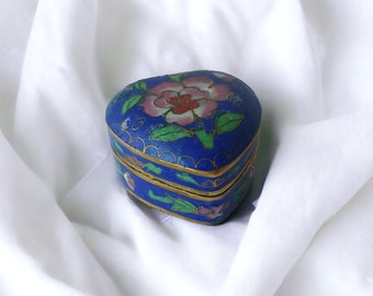 Heart Shaped Keepsake Jewelry Box, Rare Find Unique Vintage Collectable Floral Design Brass Jewelry Trinket Ring Box Gift For Her