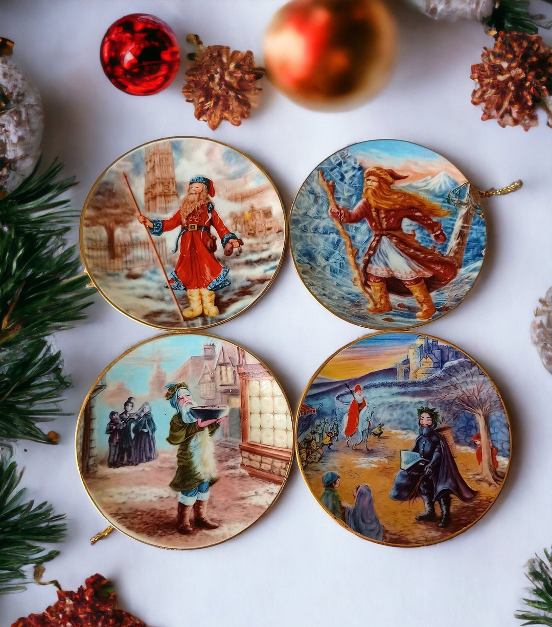 Vintage Christmas Decorations, history of Santa Claus Plates Limited