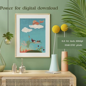 Cartel de Cambio de Épocas, Postal Esotérica, Cartel de Dibujos Animados, Postal de Pesca, Época de Acuario, Postales del Zodíaco