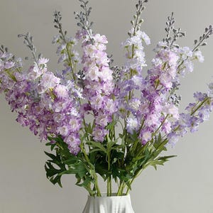 Tall Artificial Delphinium Stem, Silk Larkspur Flower for Vase, Wedding & Home Decor