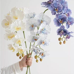9 Head Artificial Phalaenopsis Orchid, Long Stem Silk Butterfly Orchid for Wedding Decor, Elegant Home Floral