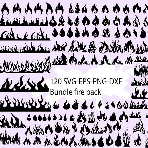 120 Feuer SVG, Feuer SVG, DXF, Feuerflammen, SVG Bundle, Feuerball, Cricut, Silhouette, Feuer Clipart, EPS, kommerzielle Nutzung, Sofort-Download, Feuer-Bundle