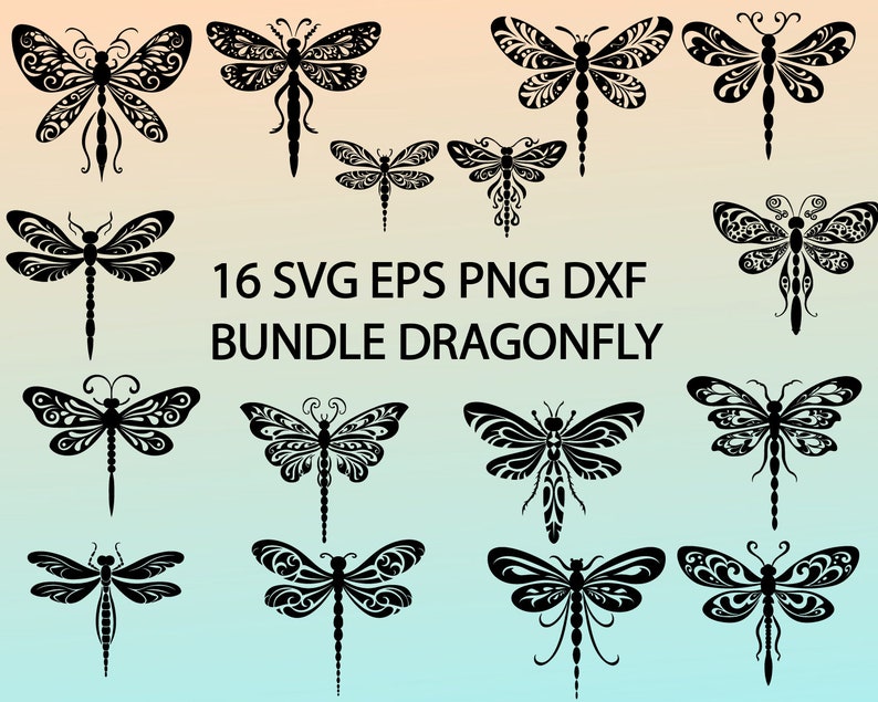 Dragonfly SVG Bundle, Vector Clipart Files (png, Ai, Dxf, Dwg) - Etsy