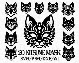 Fox Mask SVG Bundle: Yokai Spirit Clipart - Cricut & Tattoo Design