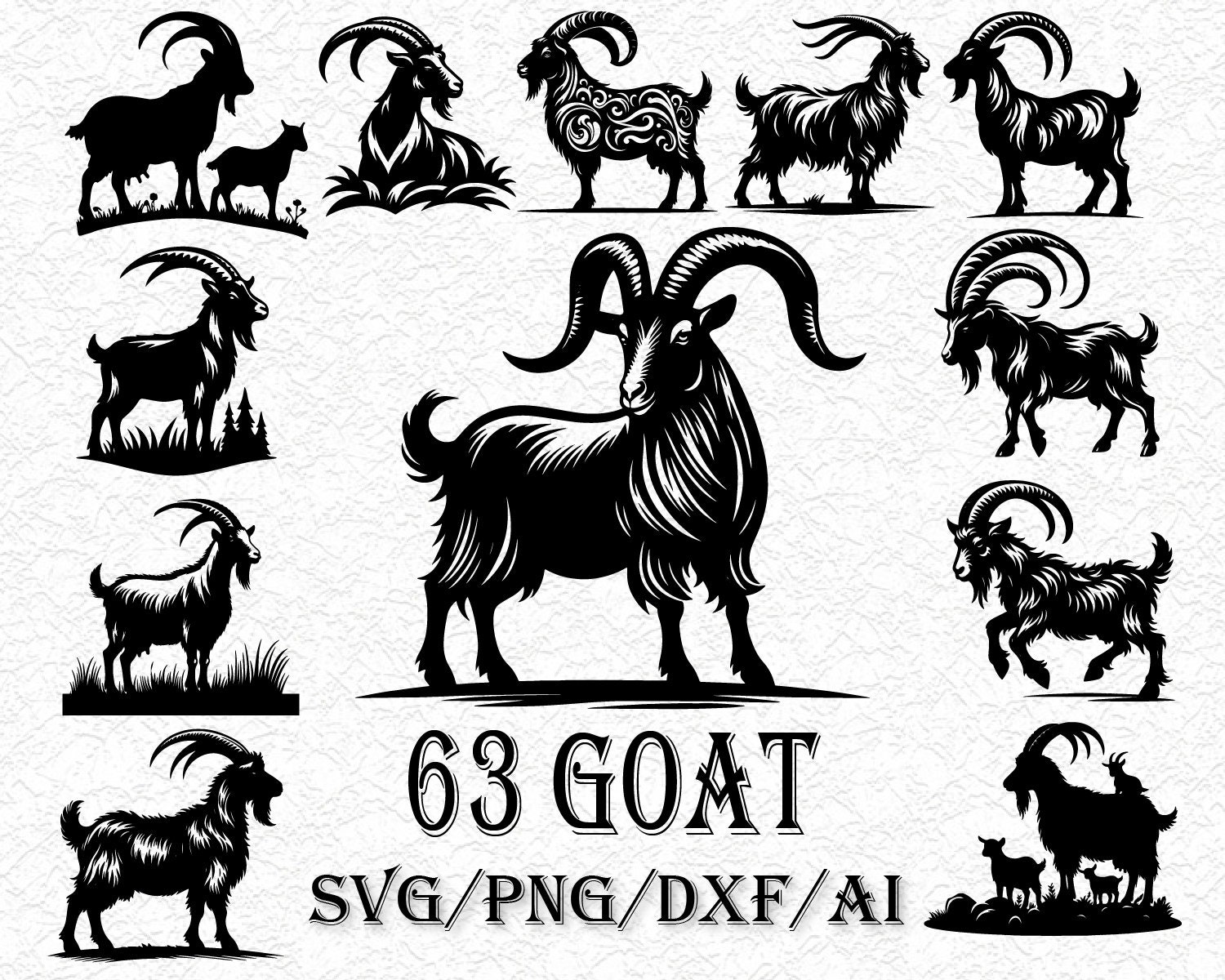63 Goat SVG Clipart Bundle, Line Drawing, Cut File (png, Ai, Dxf, Dwg) -  Etsy