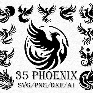 35 Phoenix svg, Phoenix PNG, Pássaro Phoenix, Arte Phoenix, Design Phoenix, Arquivos Svg para Cricut, PNG, Silhueta Phoenix Svg, Pássaro Svg, Phoenix