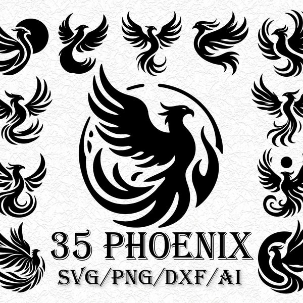 35 Phoenix svg, Phoenix Png, Phoenix Bird, Phoenix Art, Phoenix design, Svg Files For Cricut, Png, Phoenix Silhouette Svg, Bird Svg, Phoenix