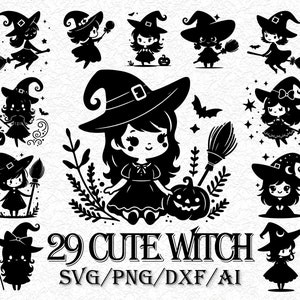 Paquete de 29 lindos Svg de brujas / Svg de brujería / Svg mágico / Svg celestial / Svg de luna / Svg místico Svg Wicca Svg gótico brujas Sv / Archivos Svg