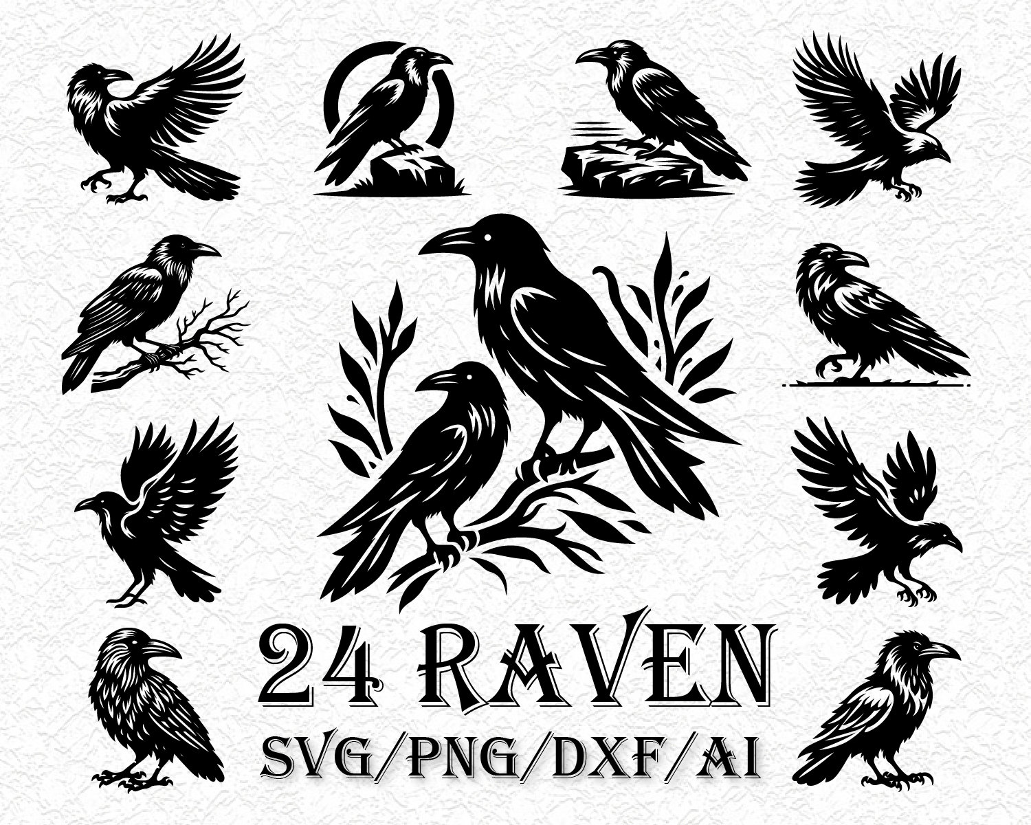 24 Raven svg, crow svg, crow silhouette, raven png, Bird Svg, Crow Silhouette, Dark Crow Svg, Crow Clipart, Raven Clipart, Halloween Spooky