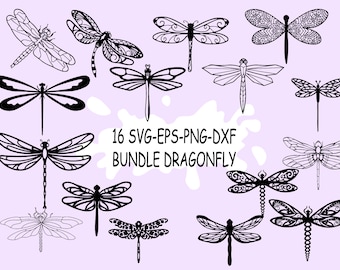 Dragonfly SVG Bundle | Dragonfly Cut File for Cricut | Whimsical Insect Silhouette | Mystic Dragonfly Clipart | Laser Cut File DXF PNG
