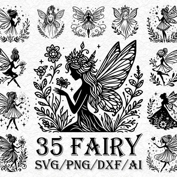 35 Fairy SVG Bundle | Fairy Silhouette SVG | Fairy Clipart | Fairies SVG | Fairy Cricut | Fairy vector | Butterfly Svg | Instant Download