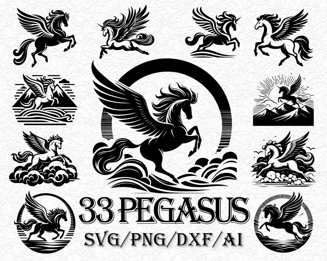 Pegasus SVG Bundle, Winged Horse Cut Files, Mythical Flying Unicorn ...