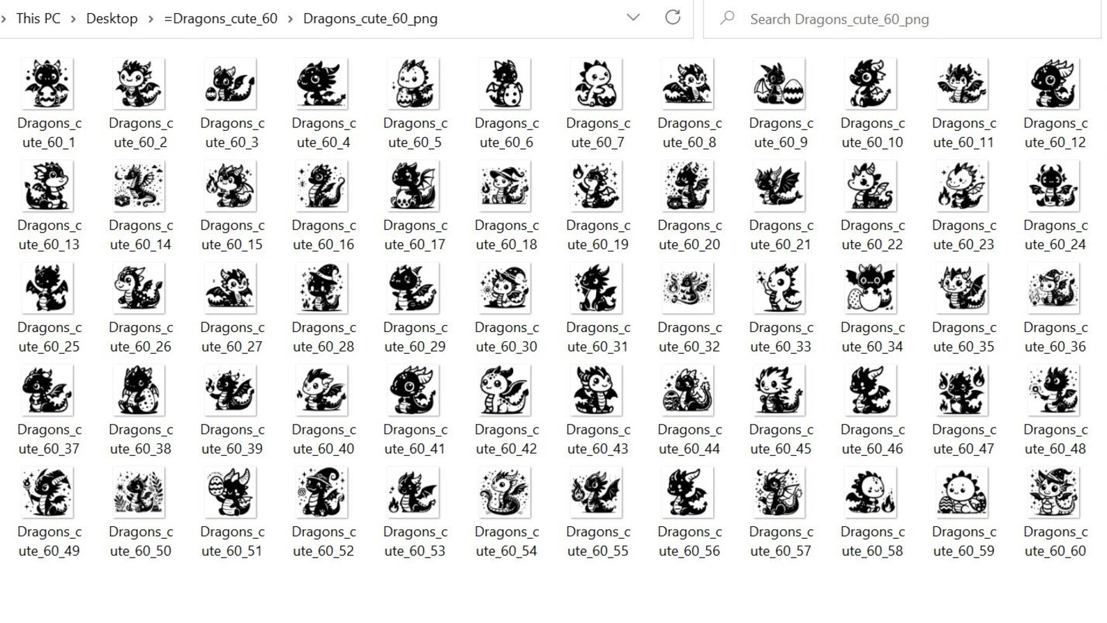 60 Cute Baby Dragon Svg & PNG Files, Fantasy Dragon Outline Clipart ...