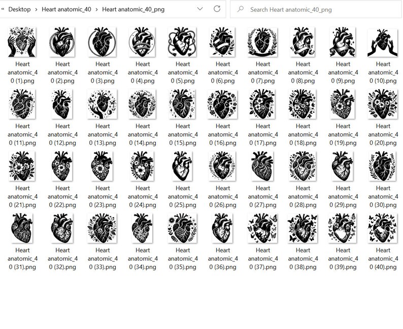 40 Floral Anatomical Heart SVG Bundle, Human Heart Clipart (Cut Files) image 3